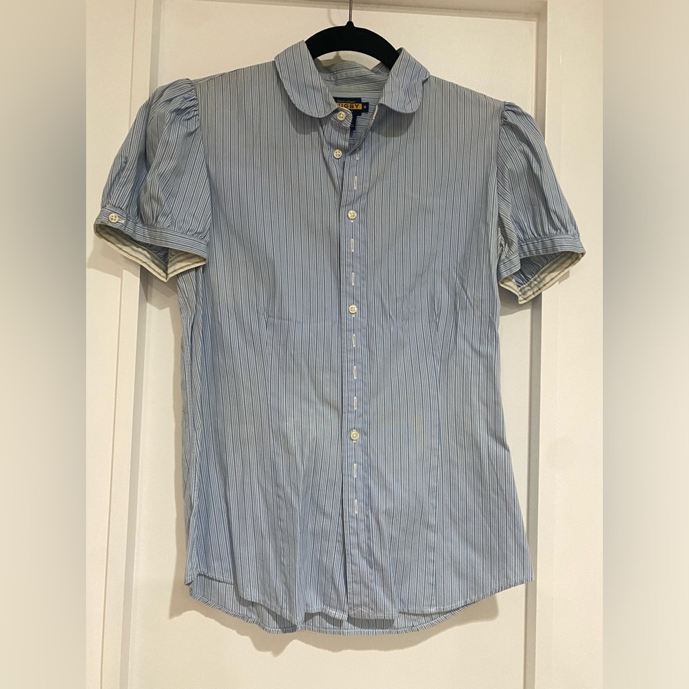Ralph Lauren rugby blue stripped shirt with doll sleeves